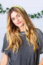 Load image into Gallery viewer, Key Lime Rhinestone Top Knot Silky Knit Headband