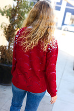 Load image into Gallery viewer, Feeling Fun Burgundy Pointelle Lace Shoulder Knit Sweater
