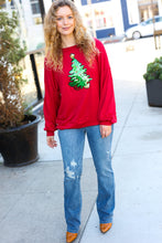 Load image into Gallery viewer, More The Merrier Red Sequin Christmas Tree Hacci Top