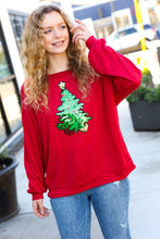Load image into Gallery viewer, More The Merrier Red Sequin Christmas Tree Hacci Top