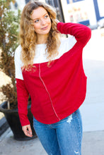 Load image into Gallery viewer, Festive Red & White Drop Shoulder Outseam Color Block Top
