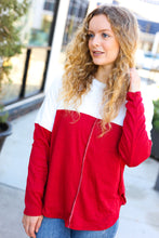 Load image into Gallery viewer, Festive Red & White Drop Shoulder Outseam Color Block Top