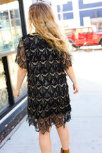 Load image into Gallery viewer, Feeling The Love Black & Gold Diamond Pattern Sequin Fringe Dress