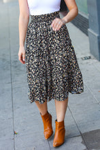 Load image into Gallery viewer, It's Your Day Black Ditzy Floral Smocked Waist Midi Skirt