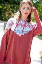 Load image into Gallery viewer, Aztec Print Thermal Knit Chevron Hoodie