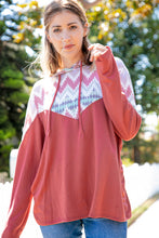 Load image into Gallery viewer, Aztec Print Thermal Knit Chevron Hoodie