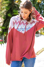 Load image into Gallery viewer, Aztec Print Thermal Knit Chevron Hoodie