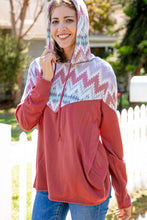 Load image into Gallery viewer, Aztec Print Thermal Knit Chevron Hoodie