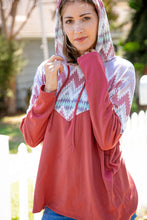 Load image into Gallery viewer, Aztec Print Thermal Knit Chevron Hoodie