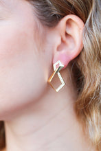 Load image into Gallery viewer, Pretty in Gold Rectangular Rhinestone Studded Earrings