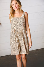 Load image into Gallery viewer, Taupe Leopard Print Suspender Overall Romper