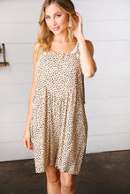 Load image into Gallery viewer, Taupe Leopard Print Suspender Overall Romper
