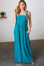 Load image into Gallery viewer, Teal Wide Leg Suspender Overall Jumpsuit