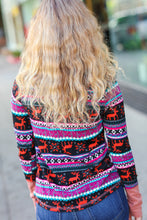 Load image into Gallery viewer, Festive Black & Fuchsia Christmas Print Thermal Top