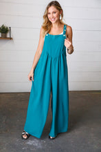 Load image into Gallery viewer, Teal Wide Leg Suspender Overall Jumpsuit