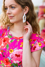 Load image into Gallery viewer, White Chunky Star Hoop Earrings