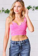 Load image into Gallery viewer, Candy Rose Washed Rib Cropped Notched Tank