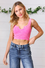 Load image into Gallery viewer, Candy Rose Washed Rib Cropped Notched Tank