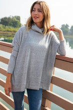 Load image into Gallery viewer, Heather Turtle Neck Knit Top with Side Slits
