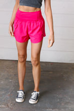 Load image into Gallery viewer, Fuchsia High Waist Zipper Back Pocket Running Shorts