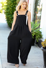 Load image into Gallery viewer, Black Wide Leg Suspender Overall Jumpsuit