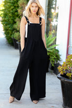 Load image into Gallery viewer, Black Wide Leg Suspender Overall Jumpsuit