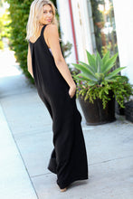 Load image into Gallery viewer, Black Wide Leg Suspender Overall Jumpsuit