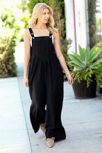 Load image into Gallery viewer, Black Wide Leg Suspender Overall Jumpsuit