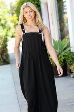 Load image into Gallery viewer, Black Wide Leg Suspender Overall Jumpsuit