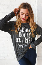 Load image into Gallery viewer, "Flannel, Boots, Bonfires"" Graphic Tee