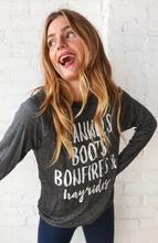 Load image into Gallery viewer, "Flannel, Boots, Bonfires"" Graphic Tee