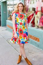Load image into Gallery viewer, Sunny Days Multicolor Floral Print Tiered Ruffle Sleeve Dress