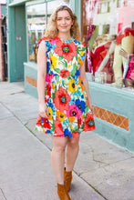 Load image into Gallery viewer, Sunny Days Multicolor Floral Print Tiered Ruffle Sleeve Dress