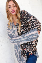 Load image into Gallery viewer, Aztec Leopard Color Block Rib Placket Button Top