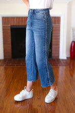 Load image into Gallery viewer, Judy Blue Medium Wash Braided Cropped Wide Leg Jeans