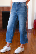 Load image into Gallery viewer, Judy Blue Medium Wash Braided Cropped Wide Leg Jeans