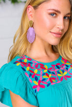 Load image into Gallery viewer, Lilac & Gold Leather Fringe Feather Earrings