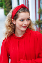 Load image into Gallery viewer, Red Knit Top Knot Headband