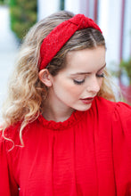 Load image into Gallery viewer, Red Knit Top Knot Headband