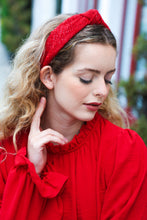 Load image into Gallery viewer, Red Knit Top Knot Headband