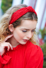 Load image into Gallery viewer, Red Knit Top Knot Headband