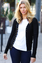 Load image into Gallery viewer, Day On The Town Black Snap Button Rib Detail Cardigan