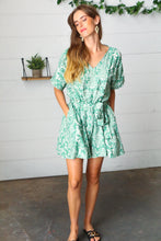 Load image into Gallery viewer, Sage Green Boho Surplice Pocketed Romper