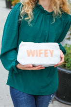 Load image into Gallery viewer, Cream "Wifey" Sherpa Zipper Bag