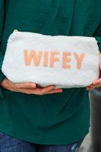Load image into Gallery viewer, Cream "Wifey" Sherpa Zipper Bag