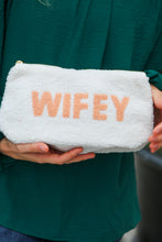 Load image into Gallery viewer, Cream "Wifey" Sherpa Zipper Bag