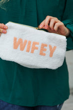 Load image into Gallery viewer, Cream "Wifey" Sherpa Zipper Bag