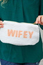 Load image into Gallery viewer, Cream "Wifey" Sherpa Zipper Bag