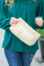 Load image into Gallery viewer, Taupe "Stuff" Sherpa Zipper Bag