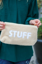 Load image into Gallery viewer, Taupe "Stuff" Sherpa Zipper Bag